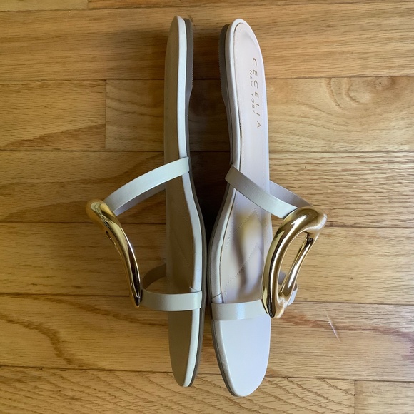Cecelia New York Mig Leather Slide Sandals Nude Gold SZ 9 NWOT - Picture 8 of 15
